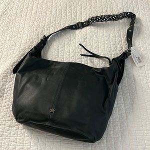 New with tag ASH leather hobo/cross body bag dark green stud & rhinestone strap